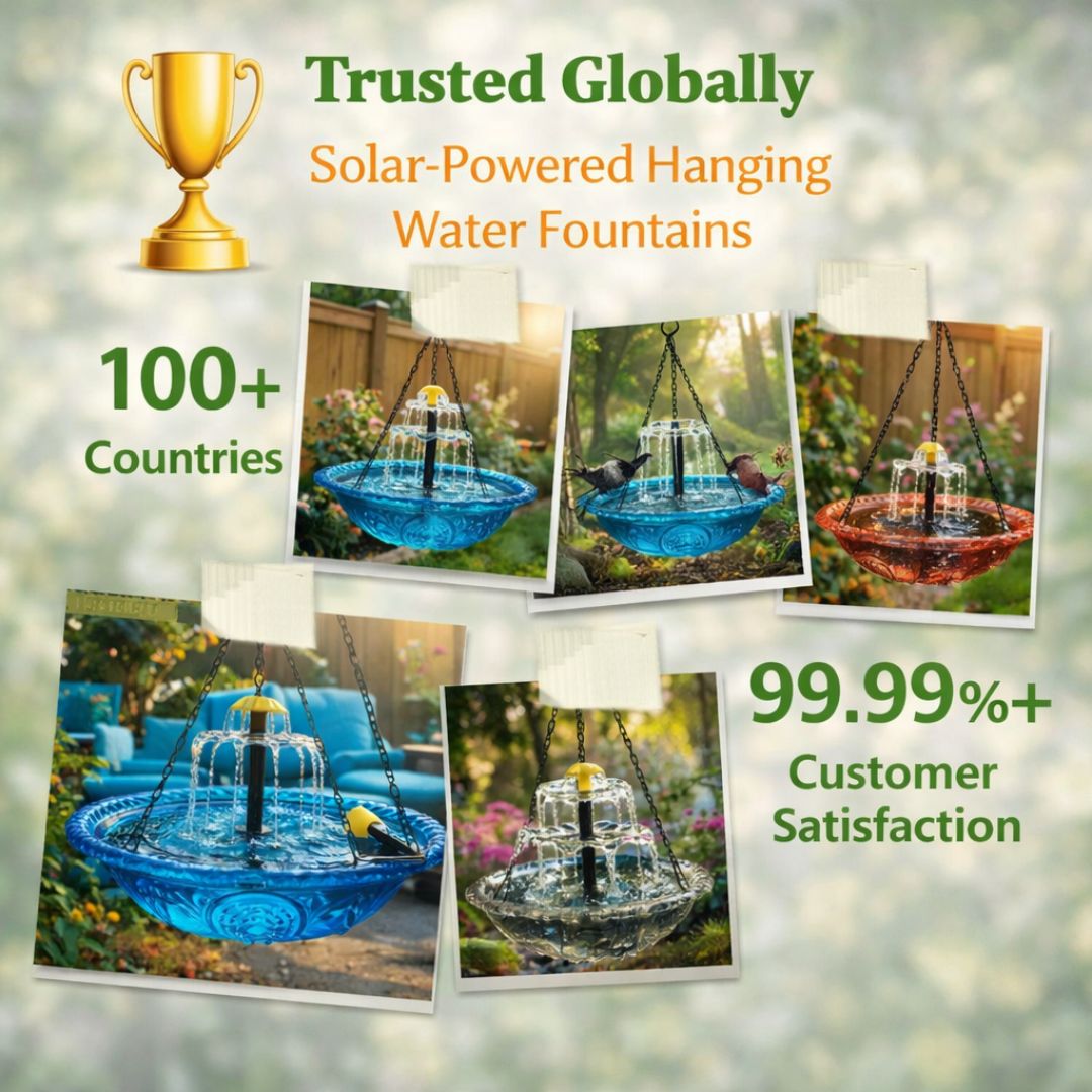 Solar Cascade Hanging Bird Bath Fountain